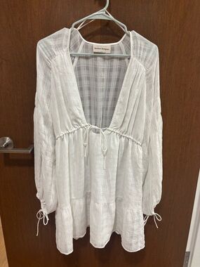 finders keepers White Gauze Tie-Front mini dress